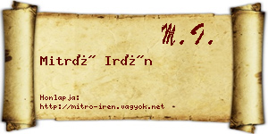 Mitró Irén névjegykártya